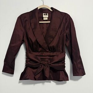 Tadashi Shoji Collection Women’s‎ Taffeta Side Zipper Brown Top Size 10